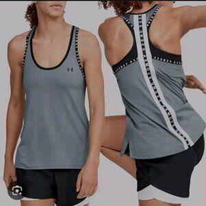 Under Armour Knockout Heatgear Activewear Running Top Blue Branded Hem Medium